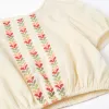 Blouse with balloon sleeves and embroidery for girls, light beige