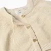 Knitted cardigan with cape sleeves and lurex for girls, beige
