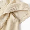 Knitted cardigan with cape sleeves and lurex for girls, beige