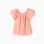 Cotton Swiss dot top with square neck for girls, salmon orange