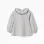 Striped cotton blouse with ruffled collar B&S for girls, white/grey