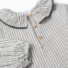 Striped cotton blouse with ruffled collar B&S for girls, white/grey