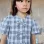 Cotton checked blouse with decorative bows B&S for girls, blue
