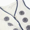 Cotton knitted vest with embroidered flowers for girls, white/dark blue