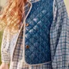 Quilted cotton vest with floral pattern for girls, blue