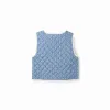 Quilted cotton vest with floral pattern for girls, blue
