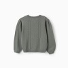 Cotton openwork knit jumper B&S for girls, dark green