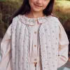 Padded cotton vest with floral motif B&S for girls, beige/green