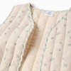 Padded cotton vest with floral motif B&S for girls, beige/green