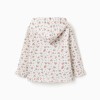 Hooded fleece jacket with floral pattern for girls, white