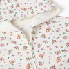 Hooded fleece jacket with floral pattern for girls, white