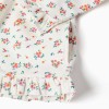 Hooded fleece jacket with floral pattern for girls, white