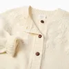 Knitted cardigan with embroidered flowers for girls, white
