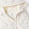 Hooded puffer vest with floral pattern for girls, white
