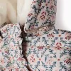 Floral puffer jacket with hood and plush lining for girls, beige