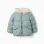 Hooded puffer jacket with plush lining for girls, light green