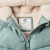 Hooded puffer jacket with plush lining for girls, light green
