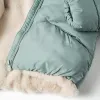 Hooded puffer jacket with plush lining for girls, light green