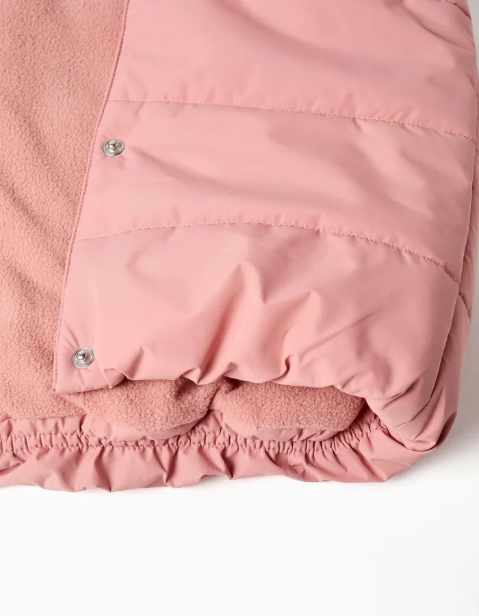 Puffer vest with polar fleece lining and ruffles for girls, pink