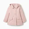 Padded parka with detachable hood and pockets for girls, light pink