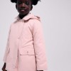 Padded parka with detachable hood and pockets for girls, light pink
