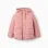 Hooded puffer jacket with polar fleece lining for girls, pink