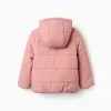 Hooded puffer jacket with polar fleece lining for girls, pink
