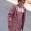 Padded rubber parka with hood and floral print for girls, pink