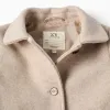 Wool effect coat with lining B&S for girls, beige