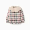 Checked jacket with sherpa collar and lining for girls, multicolour