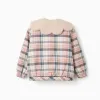 Checked jacket with sherpa collar and lining for girls, multicolour