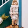 Checked jacket with sherpa collar and lining for girls, multicolour