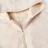 Hooded plush jacket with pockets for girls, light beige