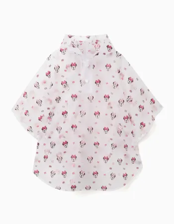 Hooded rain poncho with Minnie print for babies and girls, transparent