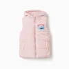 Hooded puffer vest with Stitch prints for girls, light pink