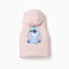 Hooded puffer vest with Stitch prints for girls, light pink