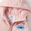 Hooded puffer vest with Stitch prints for girls, light pink