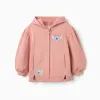 Brushed fleece jacket with hood and Stitch prints for girls, pink