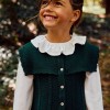 Knitted vest with cable details B&S for girls, dark green