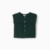 Knitted vest with cable details B&S for girls, dark green