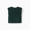 Knitted vest with cable details B&S for girls, dark green