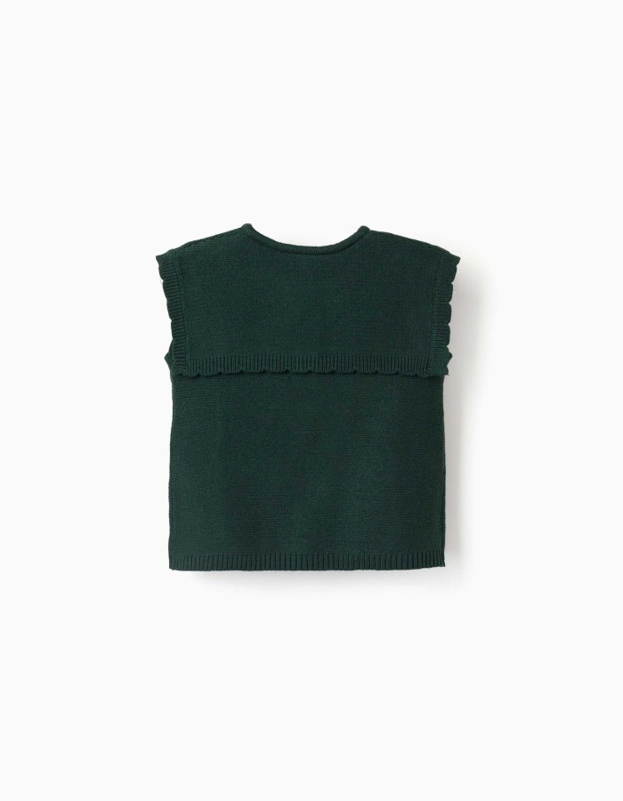 Knitted vest with cable details B&S for girls, dark green