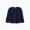 Round Neck Knit Sweater for Girls, Dark Blue