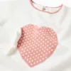 Heart Jacquard Jumper with Ruffles for Girls, White