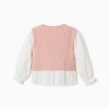 Dual-fabric jumper for girls, white/light pink