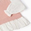 Dual-fabric jumper for girls, white/light pink