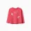 Long sleeve cotton T-shirt with flowers print for girls, red