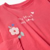 Long sleeve cotton T-shirt with flowers print for girls, red