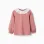 Long sleeve T-shirt with broderie anglaise collar for girls, pink