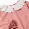 Long sleeve T-shirt with broderie anglaise collar for girls, pink